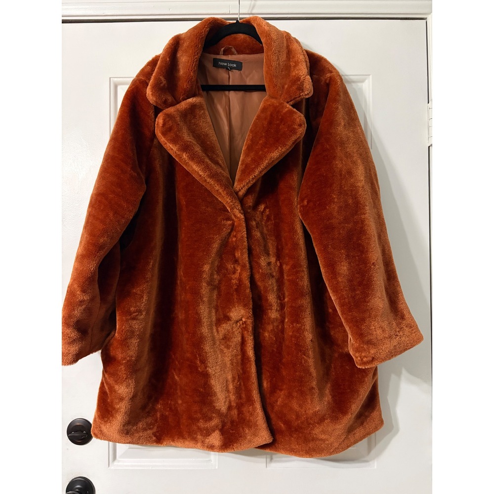 New Look |  Plus size Teddy Coat Faux fur | 3X || Burnt Orange|